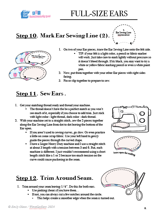 FULL-SIZE Ears Pattern Digital Download PDF