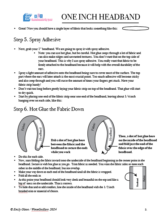 1 INCH (Full-Size) Headband Pattern Digital Download PDF