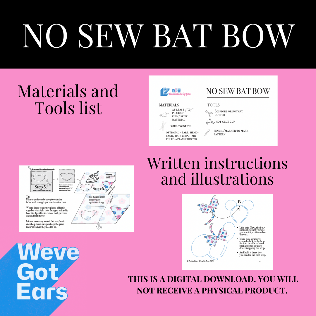 No-Sew Bat Bow Pattern Digital Download PDF